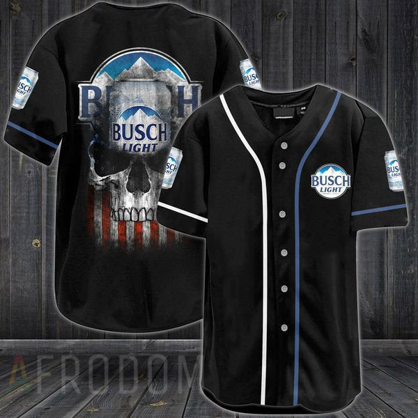 US Flag Black Skull Busch Light Baseball Jersey