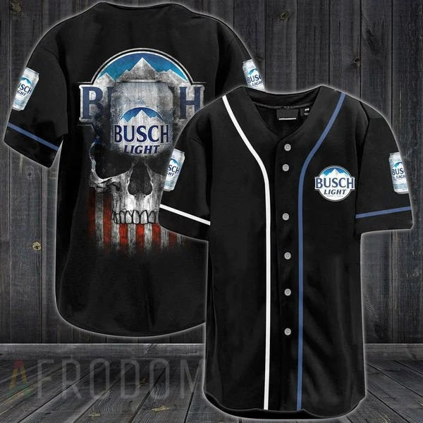 US Flag Skull Busch Ligh Baseball Jersey