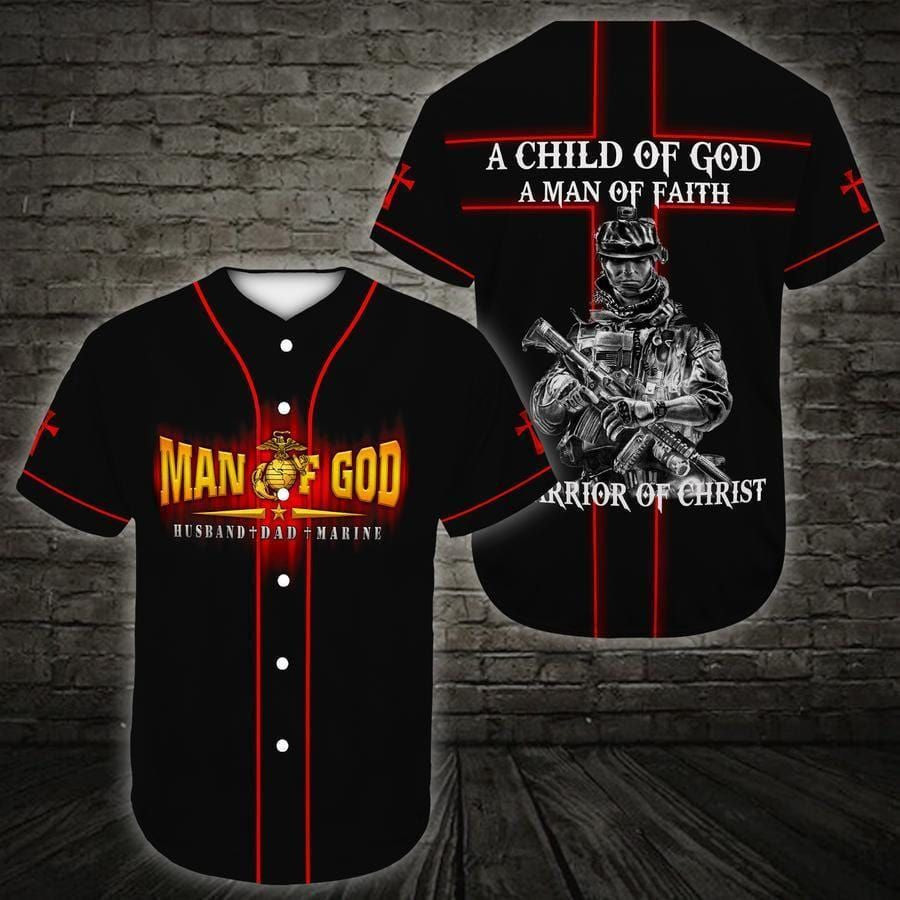 US Marine Man Of God Baseball Jersey, Unisex Jersey Shirt for Men Women