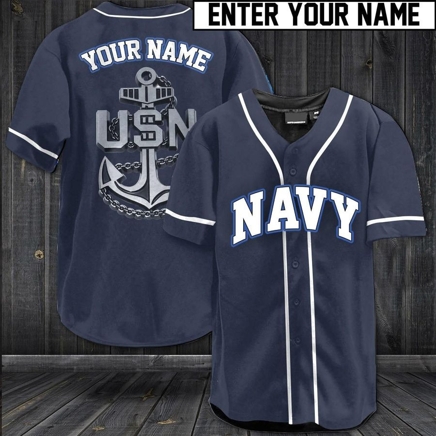 US Navy Simple Custom Name Baseball Jersey