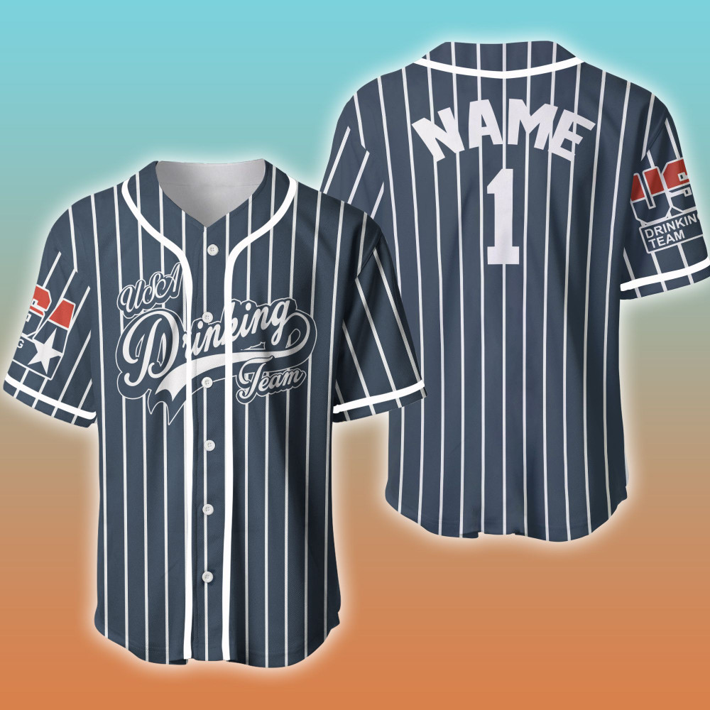 USA Drinking Team Custom Name And Number Baseball Jersey