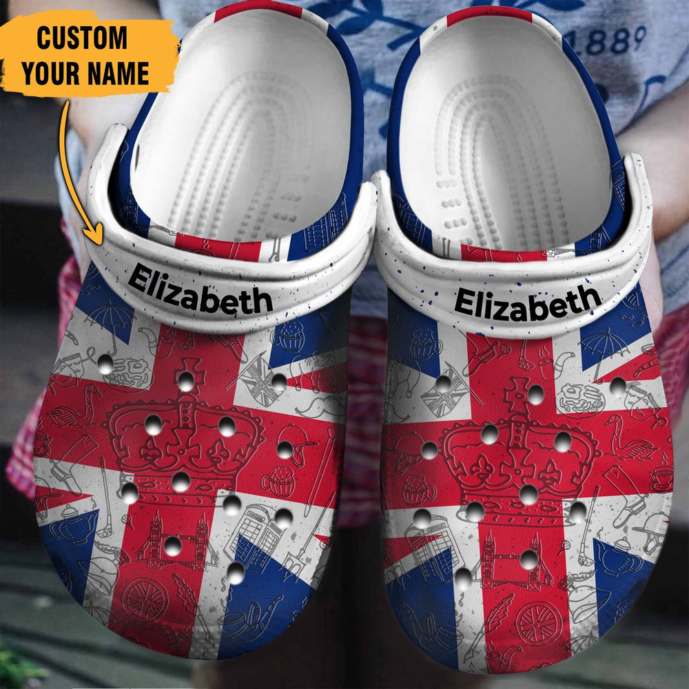 Uk Flag Gift For Fan Classic Water Rubber Crocs Clog Shoes Comfy Footwear