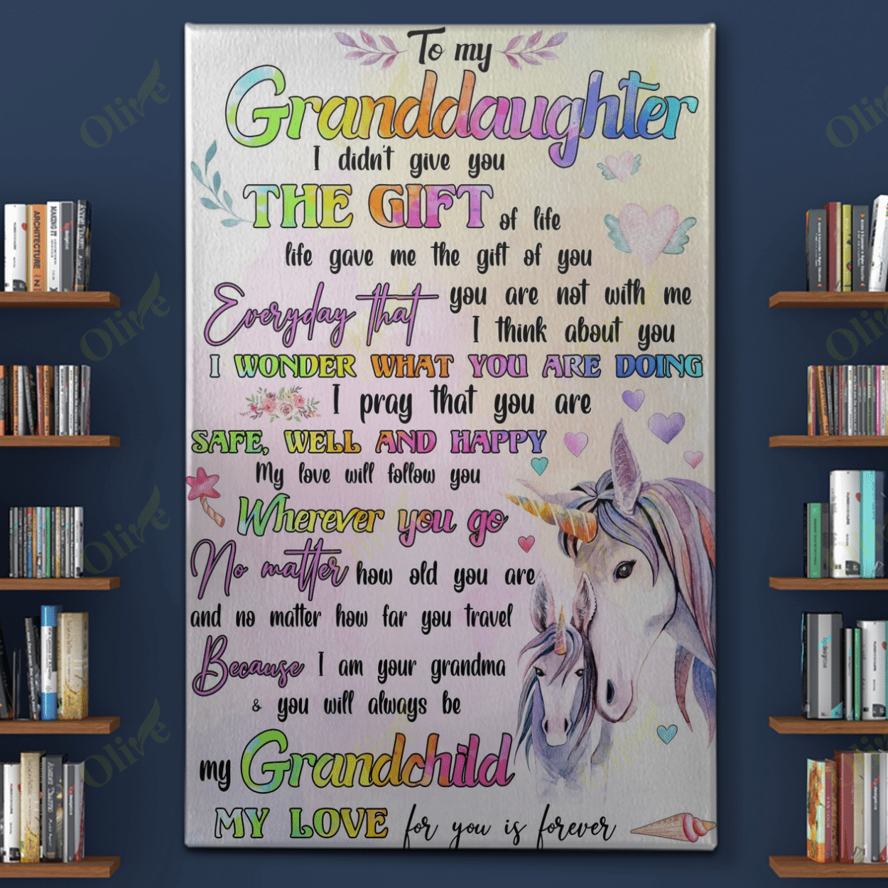 Unicorn - I Love My Granddaughter Poster And Canvas Art Wall Decor