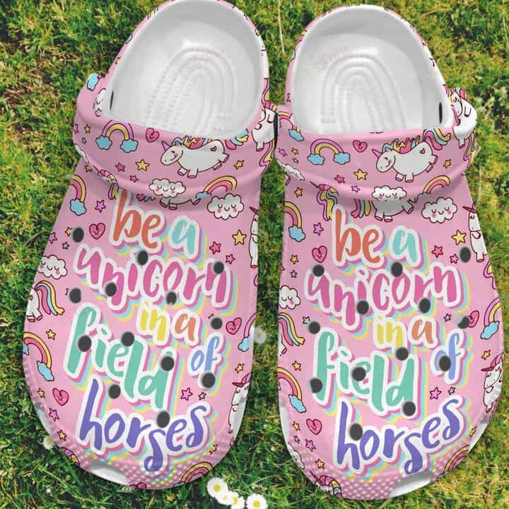 Unicorn Pink Crocs Classic Clogs Shoes