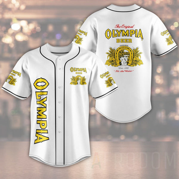 Unisex White Olympia Beer Baseball Jersey