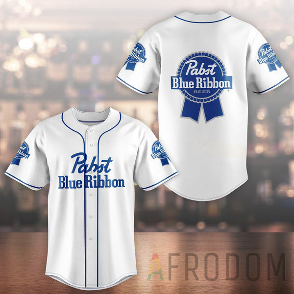 Unisex White Pabst Blue Ribbon Baseball Jersey