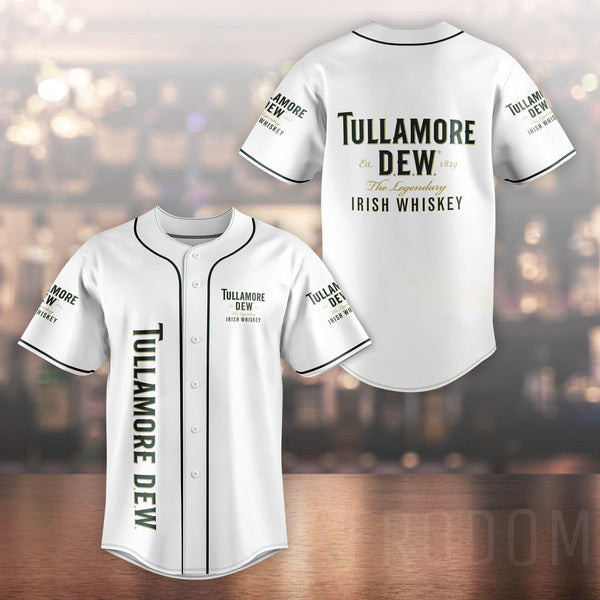 Unisex White Tullamore Dew Baseball Jersey