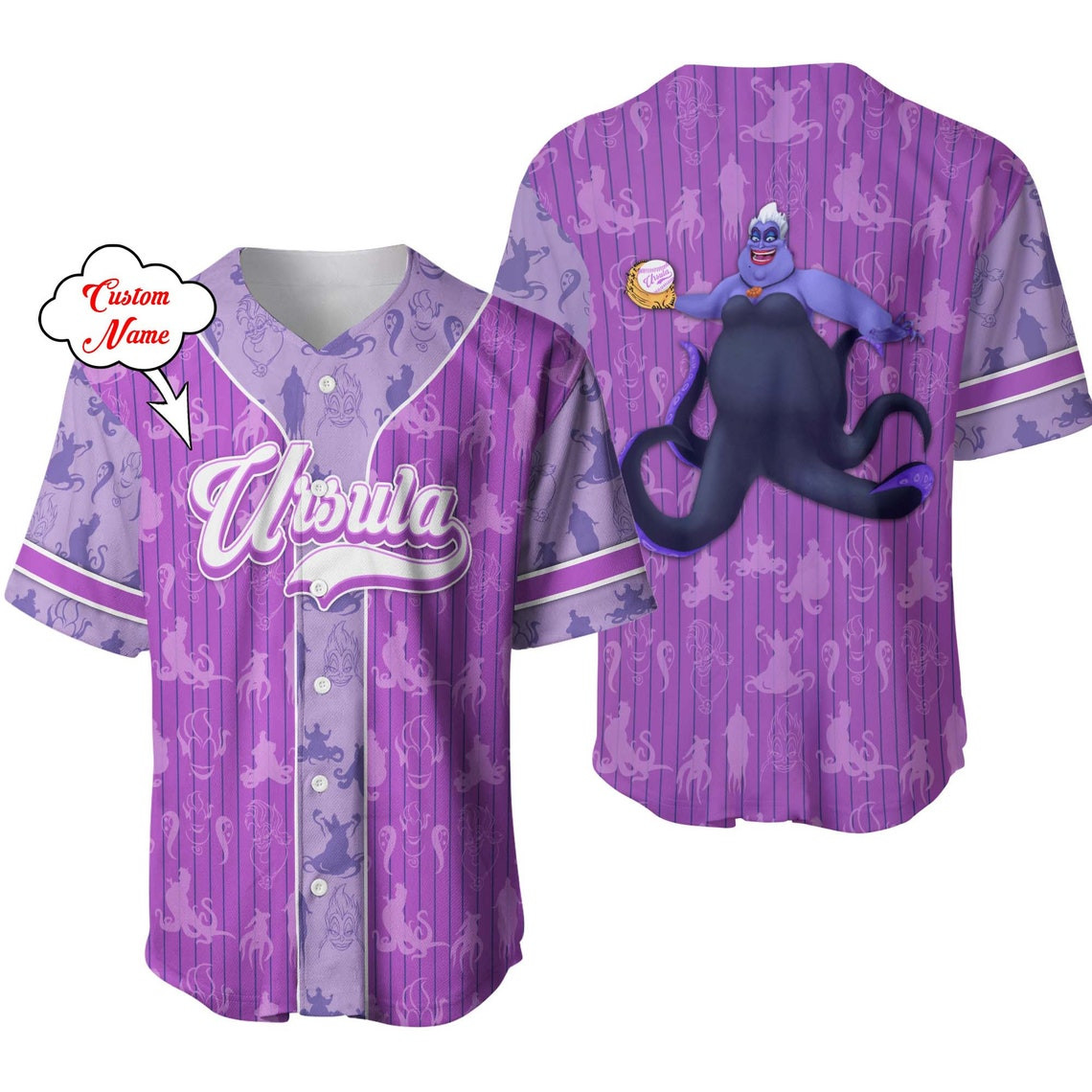 Ursula Villains Personalized Baseball Jersey Disney Unisex Cartoon Custom Baseball Jersey Personalized Shirt Men