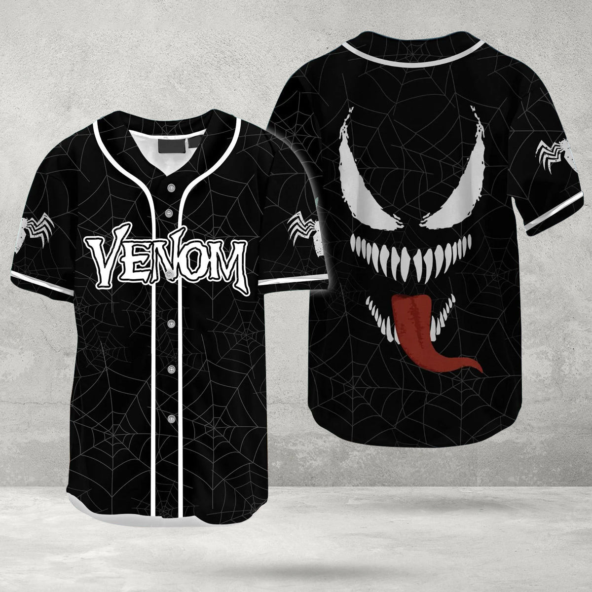 Venom Inspired Face Spider Baseball Jersey, Unisex Baseball Jersey for Men Women