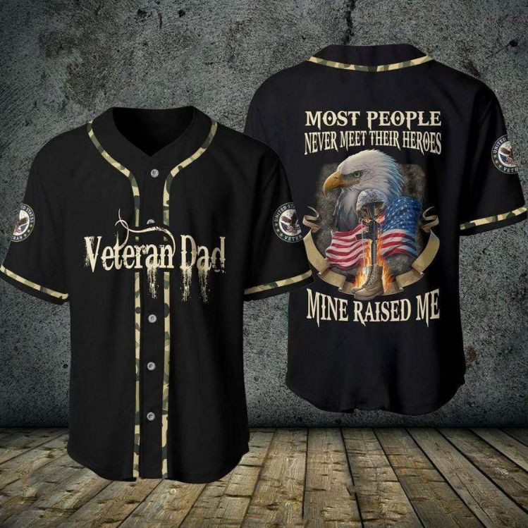 Veteran Dad Heroes Personalized 3d Baseball Jersey, Unisex Jersey Shirt for Men Women