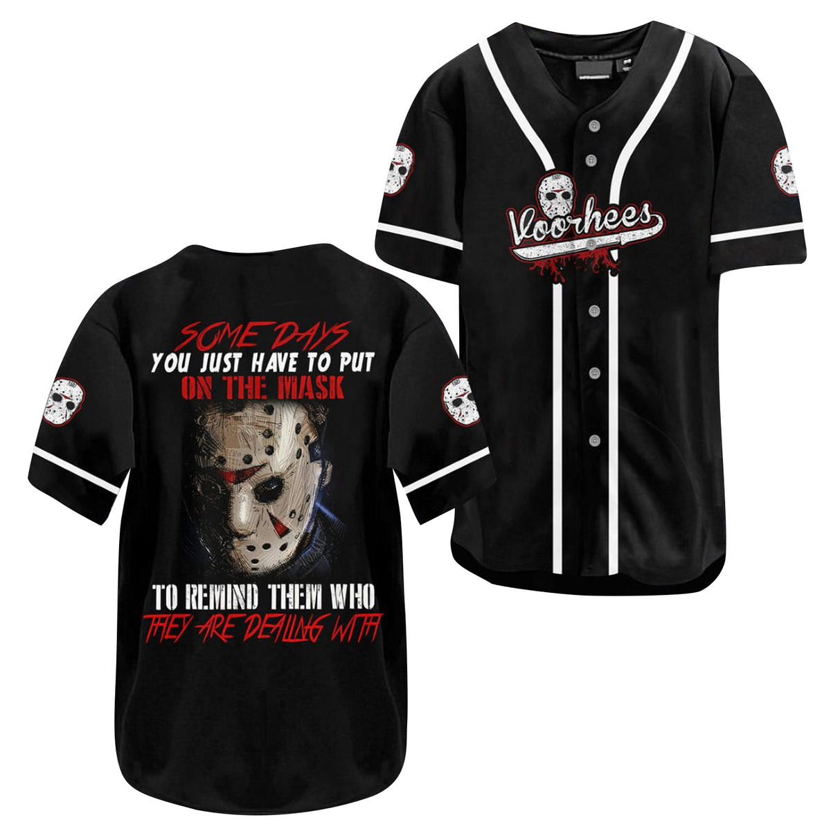 Vintage Black Voohees Friday The 13th Baseball Jersey