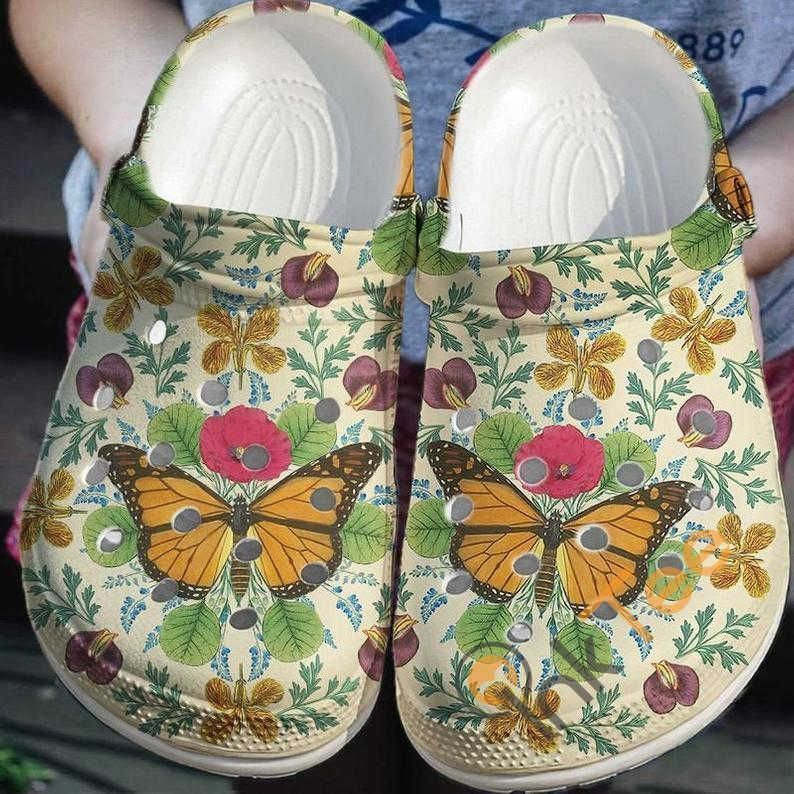 Vintage Butterfly With Flower Decor Crocs Clog Shoes