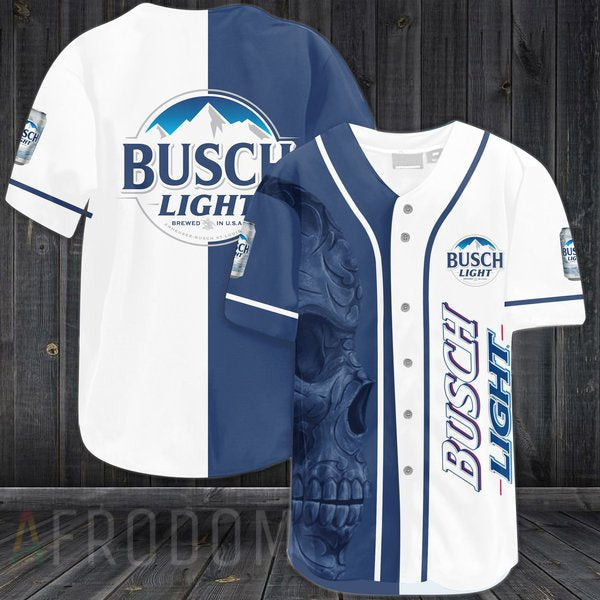 Vintage Skull Busch Light Baseball Jersey, Unisex Jersey Shirt for Men Women