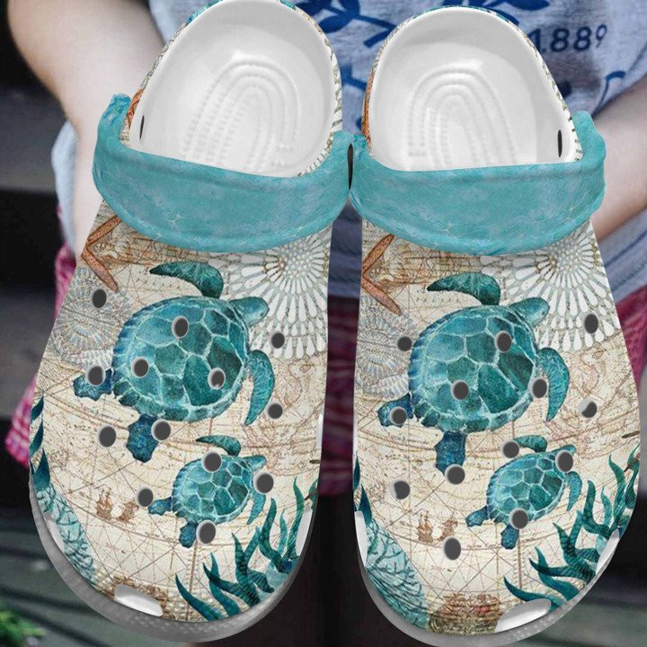 Vintage Style Turtle Shoes Crocs Crocbland Clogs For Women Men Vintage