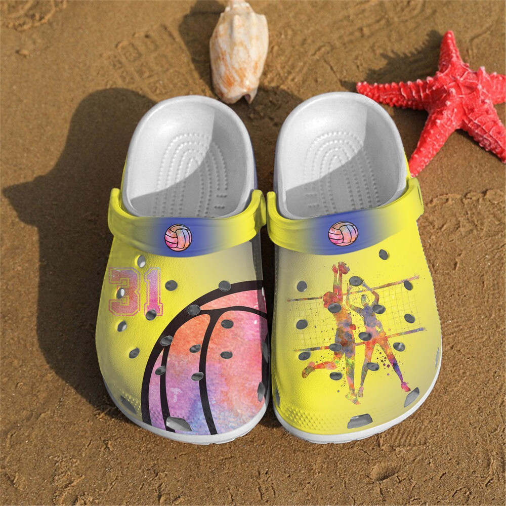 Volleyball Custom Personalized Rubber Crocs Clog Shoes Comfy Footwear