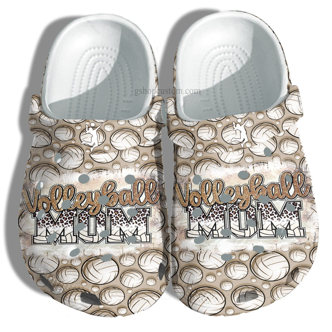 Volleyball Mom Leopard Twinkle Croc Shoes Gift Mommy - Volleyball Pattern Crocs Shoes Gift Women Birthday