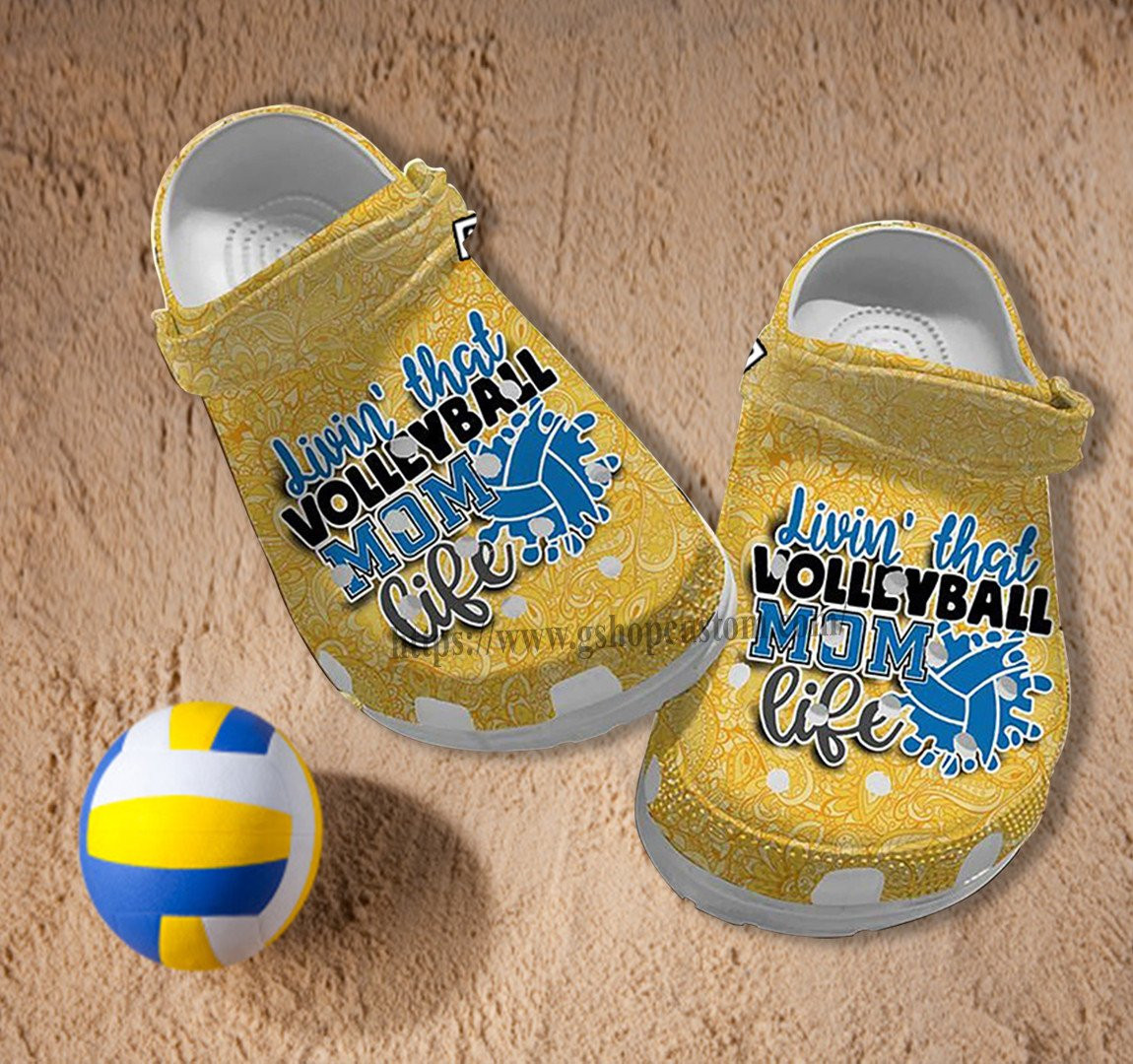 Volleyball Mom Life Crocs Shoes Birthday Gift Wife Mother Day- Volleyball Mom Boho Vintage Shoes Croc Clogs Customize
