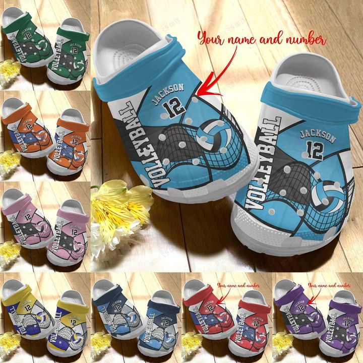 Volleyball Personalized Clog White Sole I Love Volleyball 9 Colors Crocs Classic Clogs Shoes