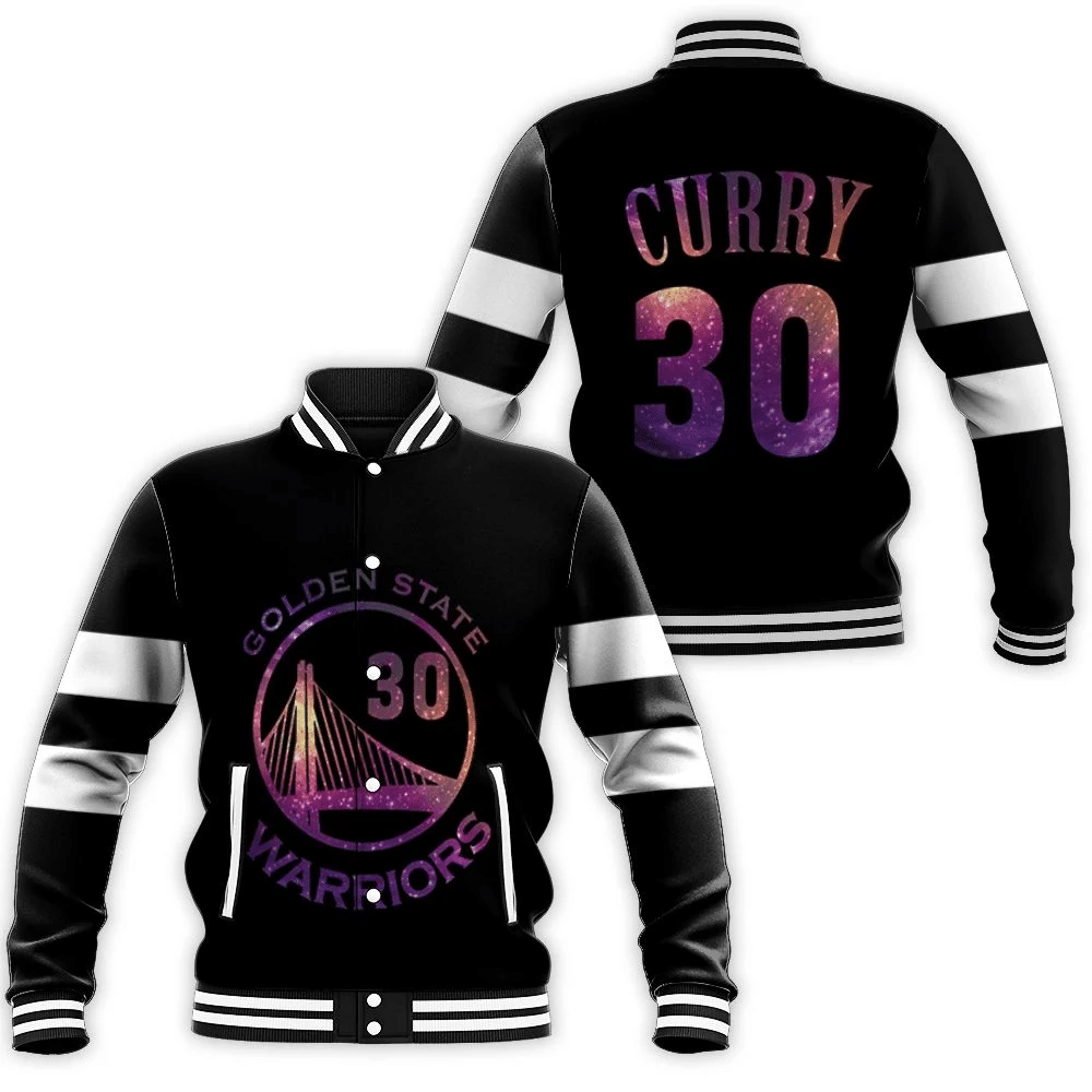 Warriors Stephen Curry Iridescent Black Jersey Baseball Jacket for Men Women