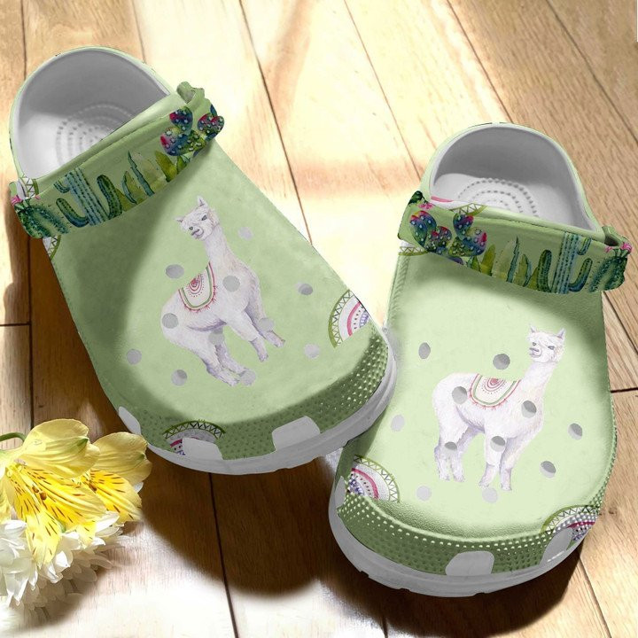 Watercolor White Alpaca Crocs Classic Clogs Shoes