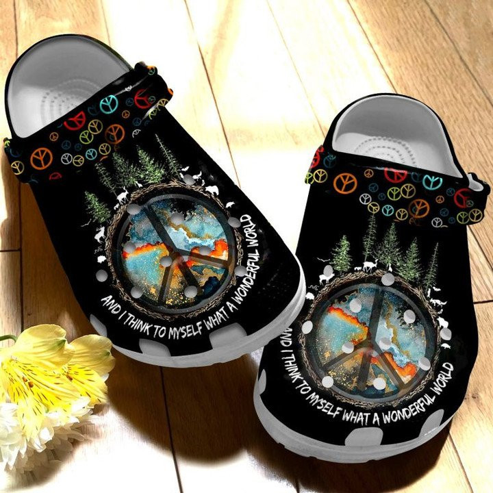 What A Wonderful World Hippie Clogs Crocs Shoes Gift For Men Women WRD