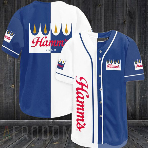 White - Blue Hamms Baseball Jersey