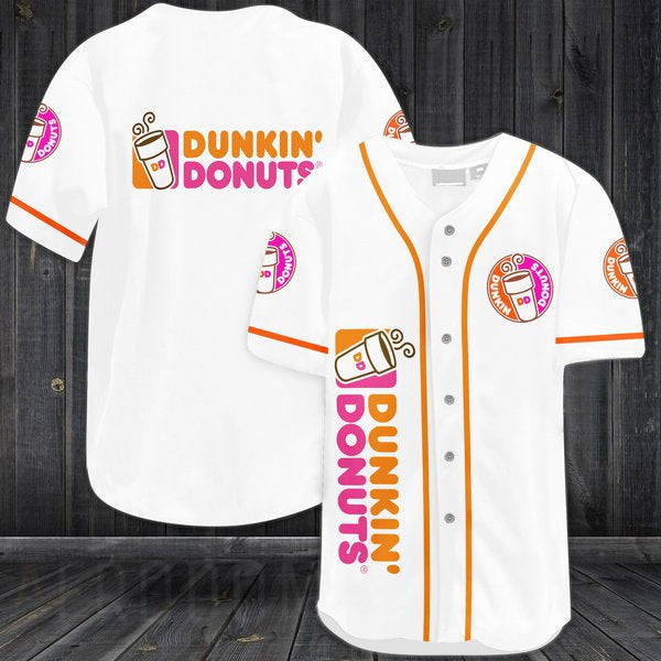 White Dunkin Donut Baseball Jersey