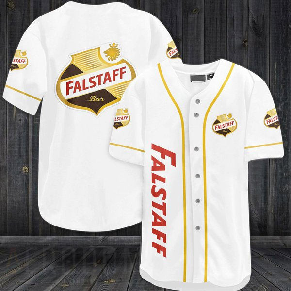 White Falstaff Beer Baseball Jersey