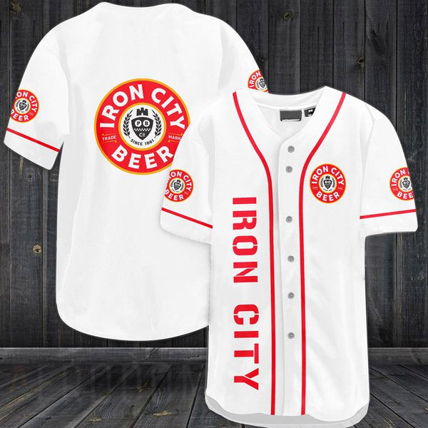 White Iron City Beer Baseball Jersey