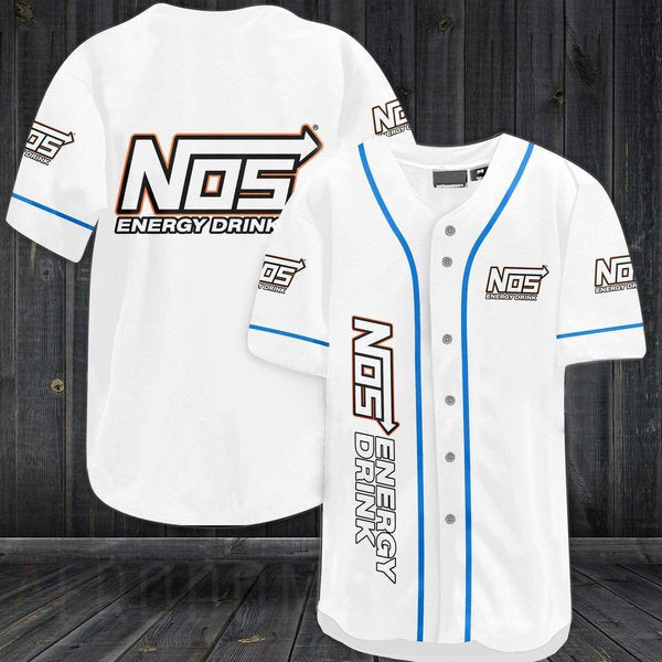 White NOS Energy Drink Baseball Jersey