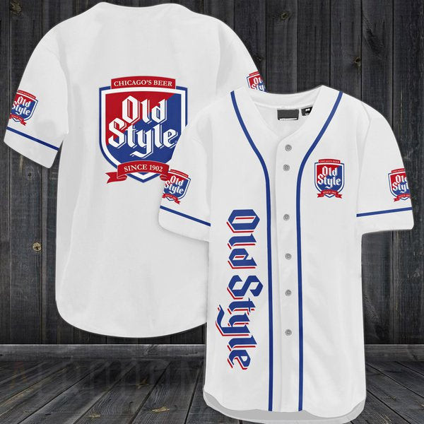 White Old Style Beer Baseball Jersey