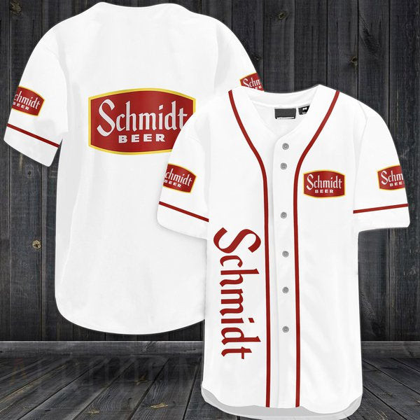 White Schmidts Beer Baseball Jersey