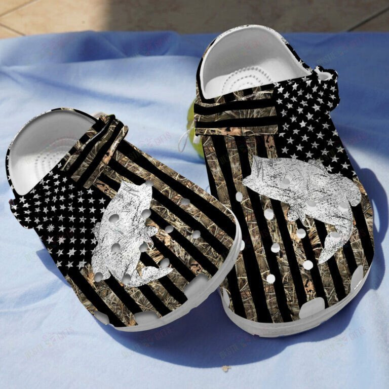 White Shadow Bass Fish Of American Classic Shoes Crocs Clogs Gifts For Fathers Day