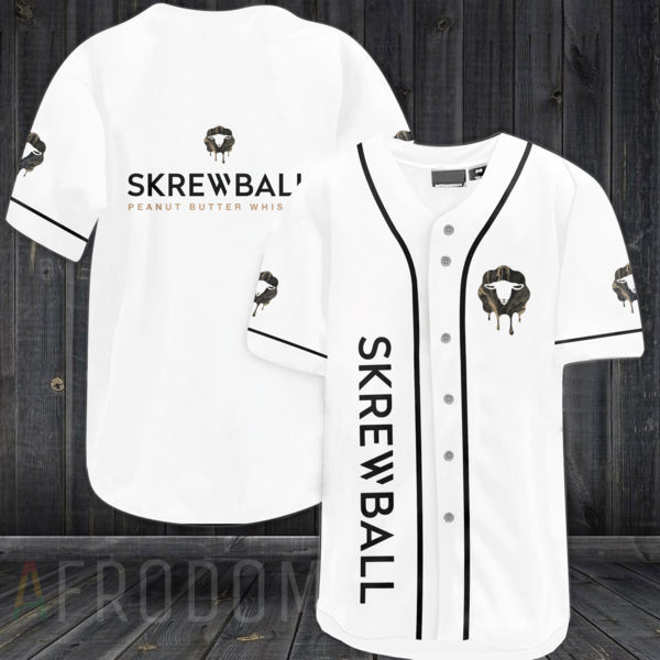 White Skrewball Whiskey Baseball Jersey, Unisex Jersey Shirt for Men Women