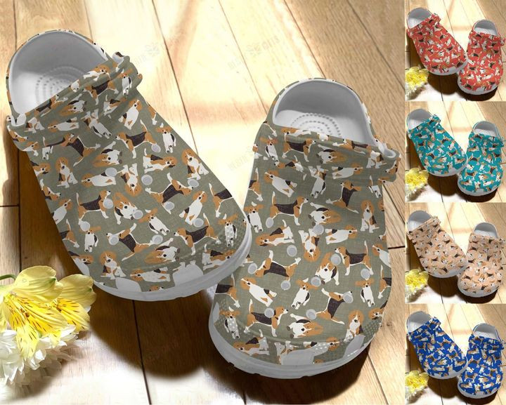 White Sole Beagle Modes Pattern Crocs Classic Clogs Shoes PANCR0448
