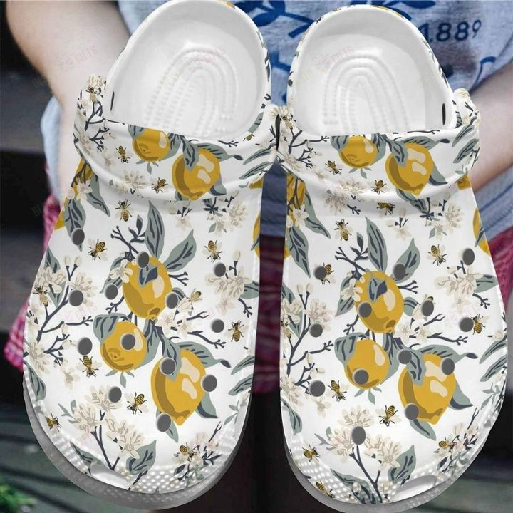 White Sole Bees And Lemons 5 Colors Crocs Classic Clogs Shoes