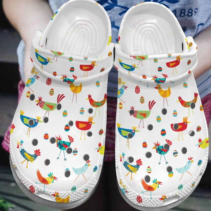 White Sole Chicken White Pattern Crocs Classic Clogs Shoes