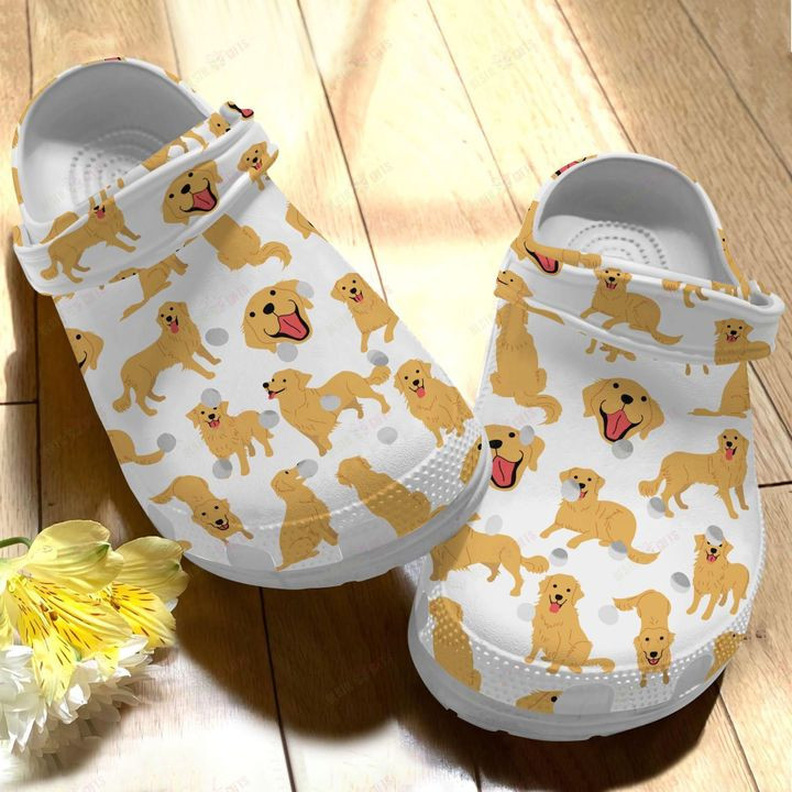 White Sole Cute Golden Retriever Crocs Classic Clogs Shoes