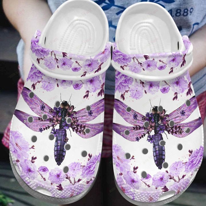 White Sole Gorgeous Dragonfly Crocs Classic Clogs Shoes