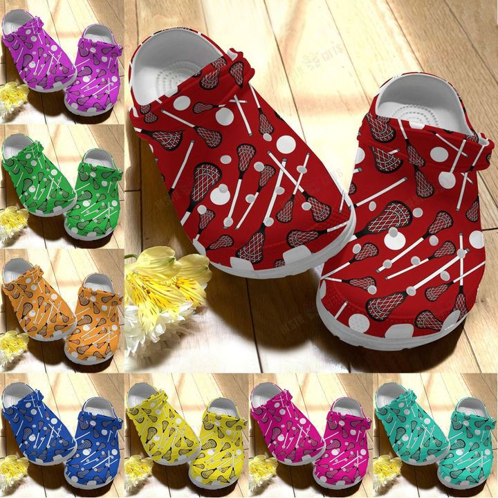 White Sole Lacrosse Pattern Crocs Classic Clogs Shoes