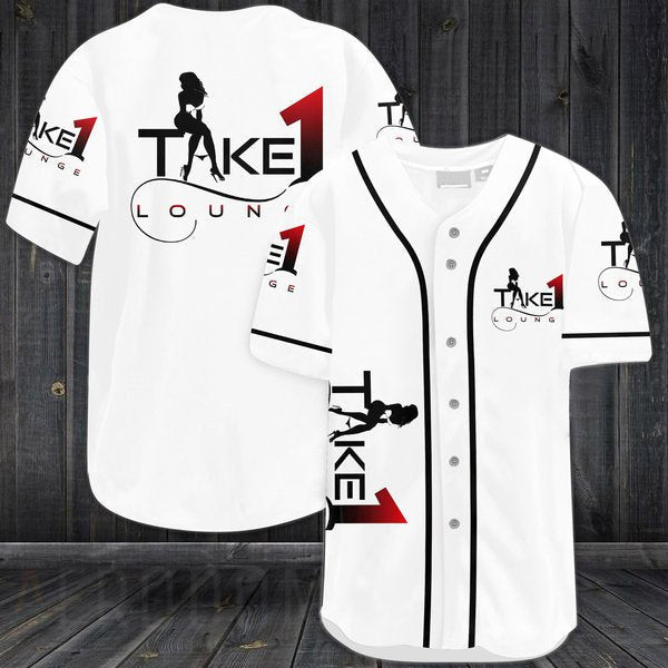 White Take 1 Lounge Baseball Jersey