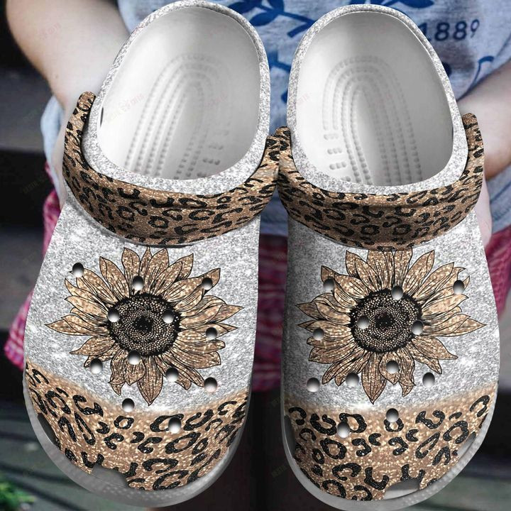 Whites Sole Sunflower Cheetah Crocs Classic Clogs Shoes PANCR0150