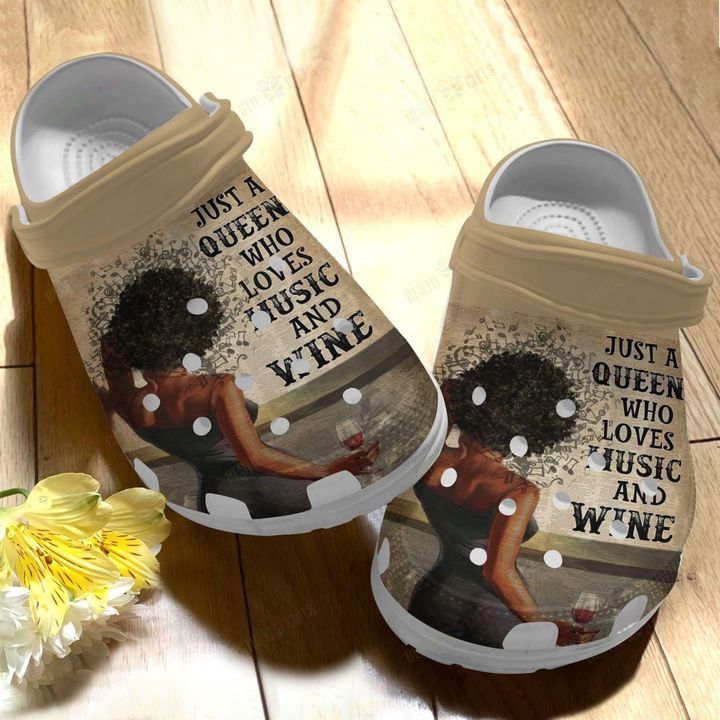 Wine White Sole Just A Queen Who Loves Wine Crocs Classic Clogs Shoes
