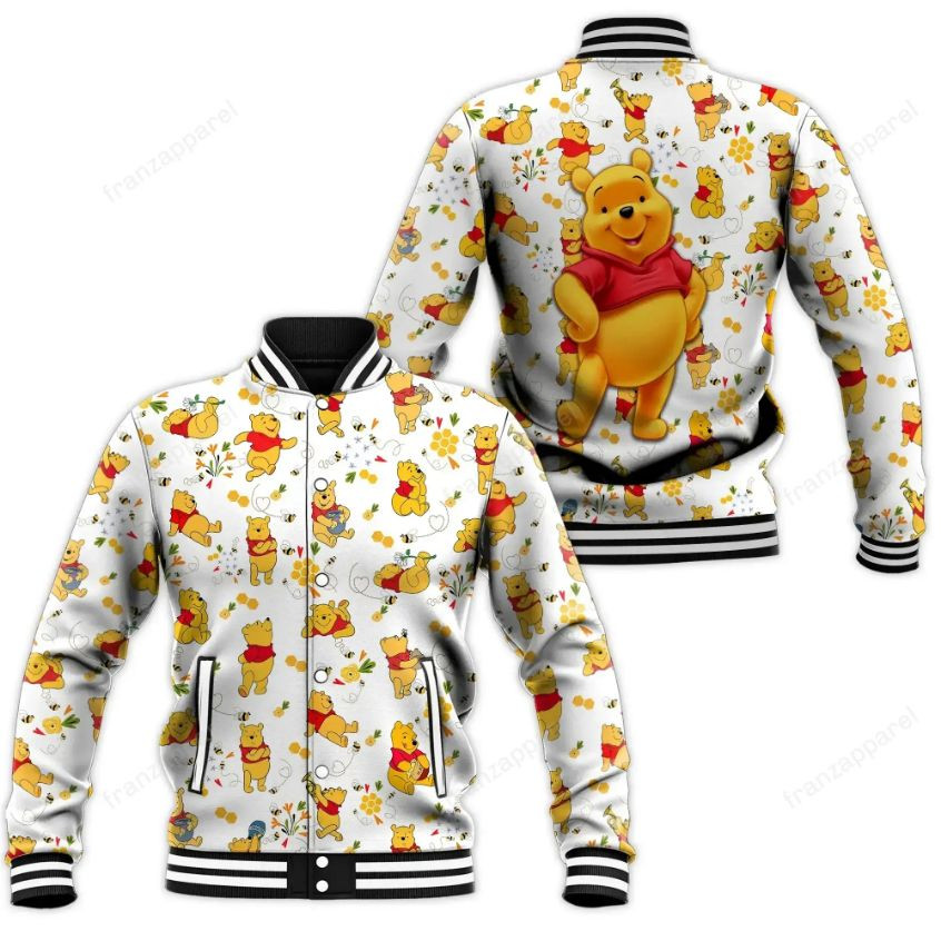 Winnie The Pooh Baseball Jacket 02 Personalized 3d Baseball Jersey for Men Women