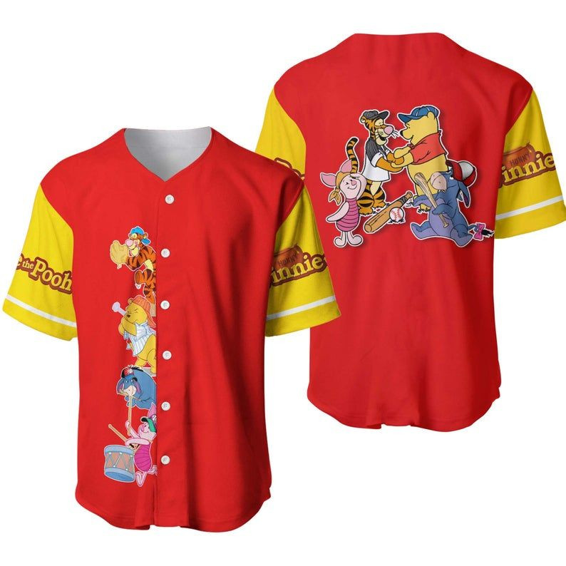 Winnie The Pooh Friends Player Disney Baseball Jerseyer Jersey, Unisex Jersey Shirt for Men Women