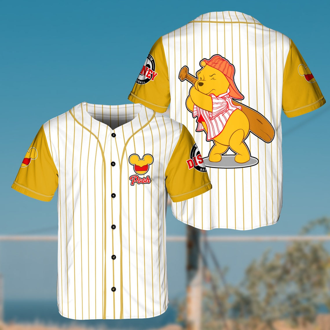 Winnie the Pooh Disney Baseball Jersey Unisex Disney MLB Baseball Jersey Gift for Disney Lovers Gift for Father Day Gift for Dad