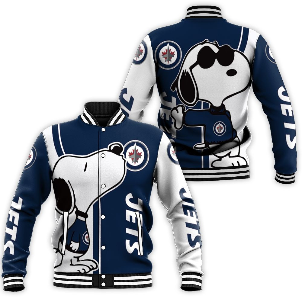 Winnipeg Jets Snoopy Lover 3d Printed Baseball Jacket for Men Women