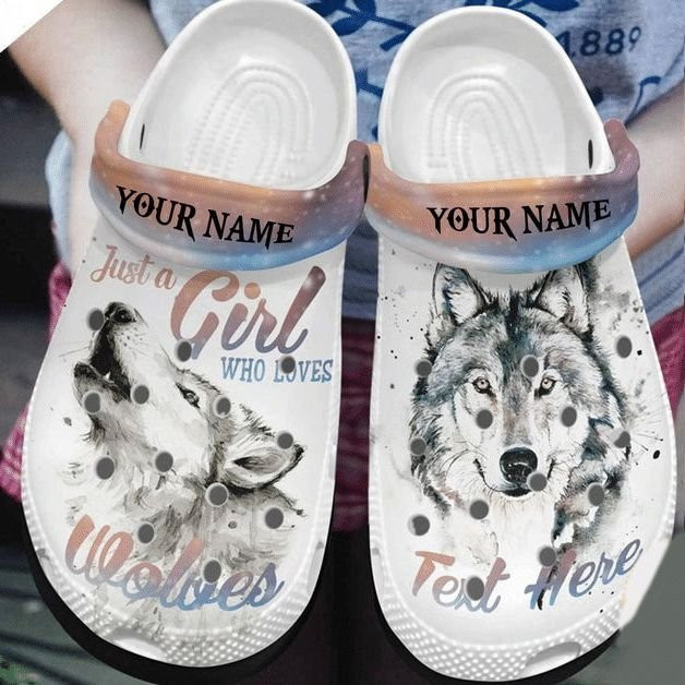 Wolf Girl Custom Name Crocs Rubber Crocs Clog Shoes Comfy Footwear