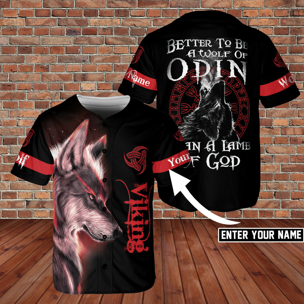 Wolf Odin Viking Custom Name Baseball Jersey