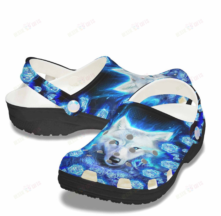 Wolf Roses Crocs Classic Clogs Shoes